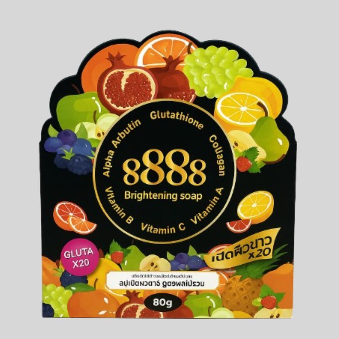 8888 Brightening Soap (with Glutathione, Alpha Arbutin, Collagen, Vitamin A, Vitamin B, and Vitamin C)