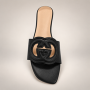 Interlocking Emblem Flat Slide Sandal