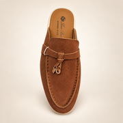 Brown Suede Backless Loafer Mule