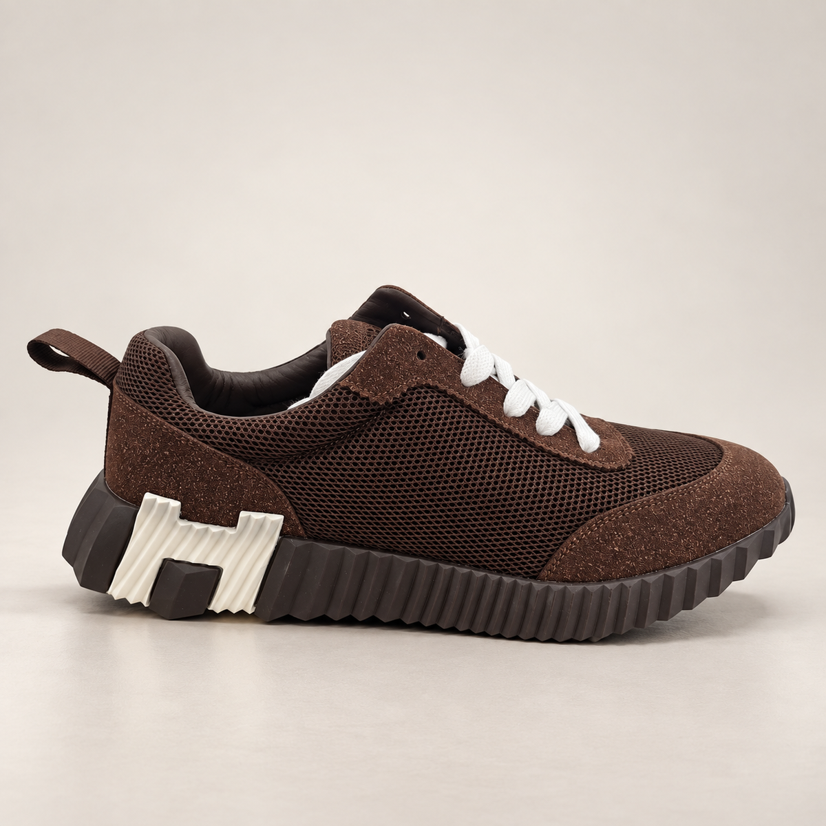 Minimalist Chunky Mixed-Media Sneaker