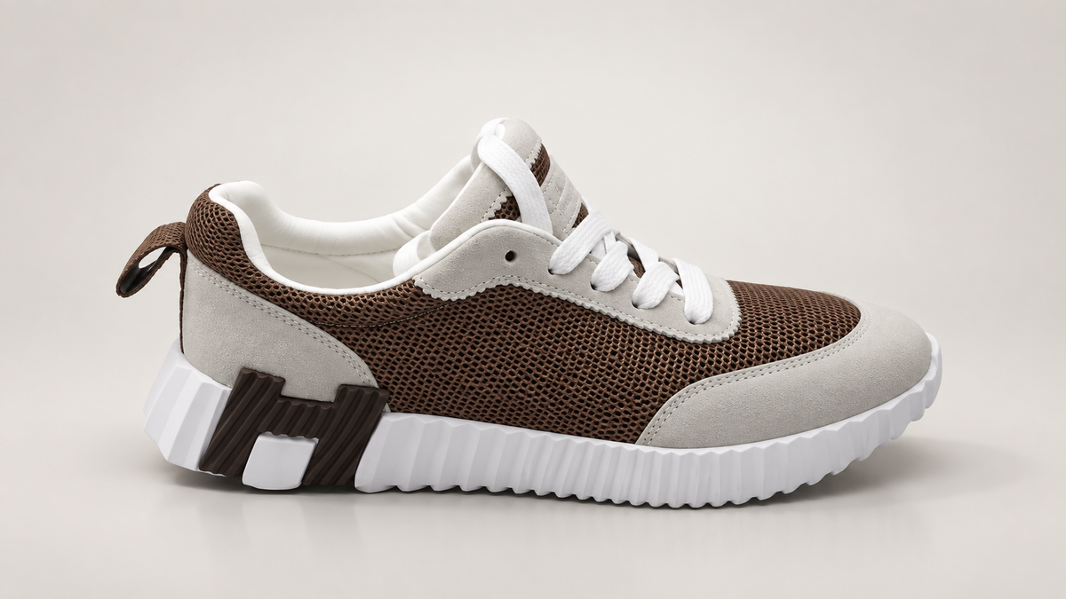 Minimalist Chunky Mixed-Media Sneaker