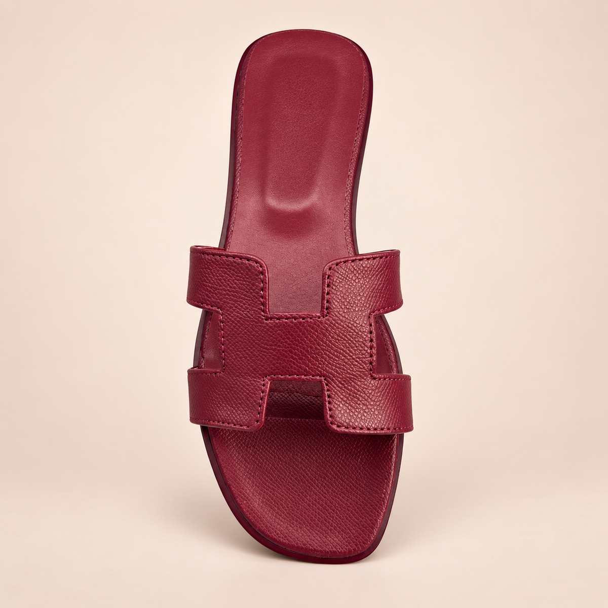 Textured H-Strap Flat Slide Sandal