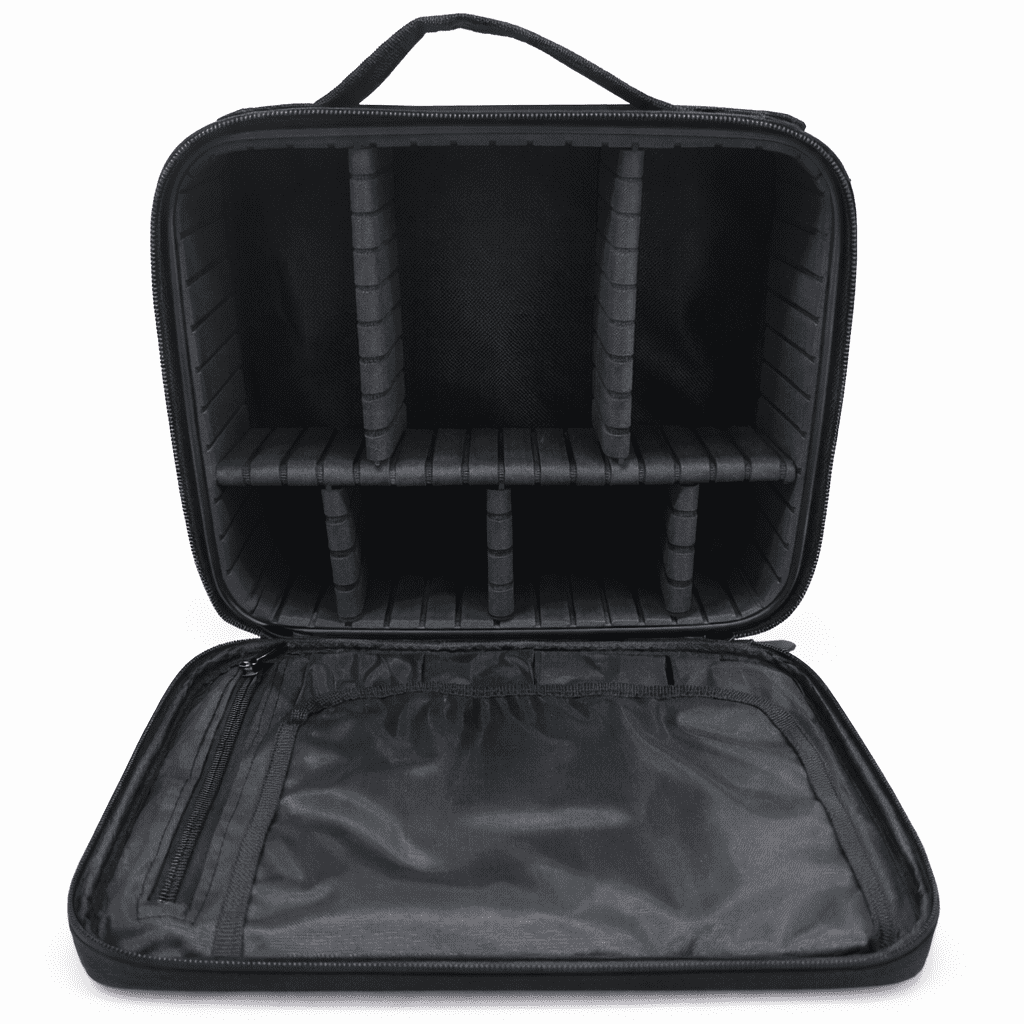 Professional Makeup Organizer Case with Adjustable Dividers (Black)
