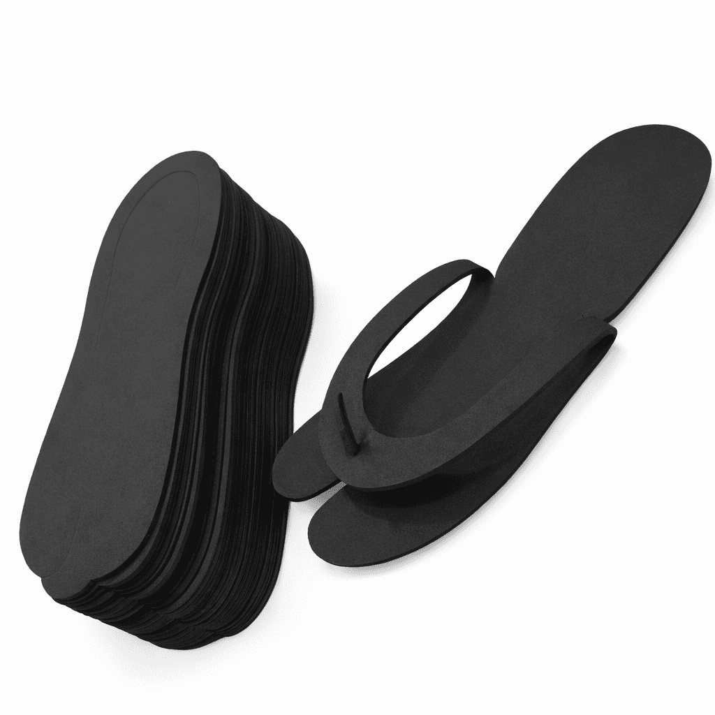 Disposable Pedicure Flip-Flop Slippers (Black)