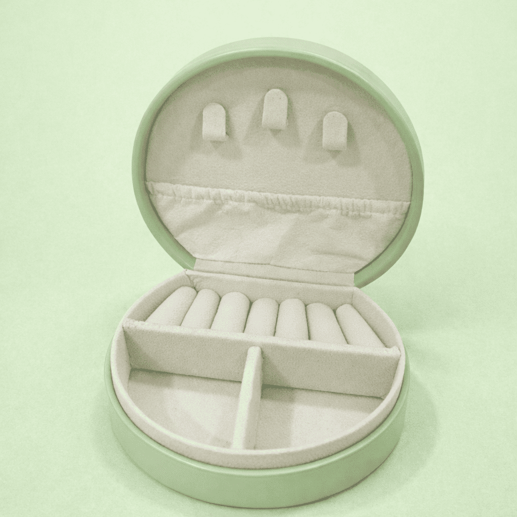 Round Travel Jewelry Organizer Case (Mint Green)