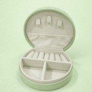 Round Travel Jewelry Organizer Case (Mint Green)