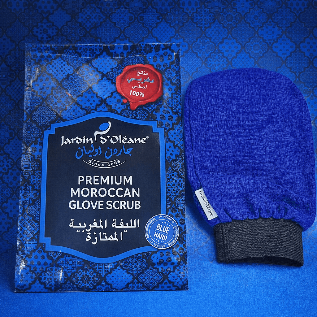 Jardin D’Oléane Premium Moroccan Glove Scrub (Blue – Hard)