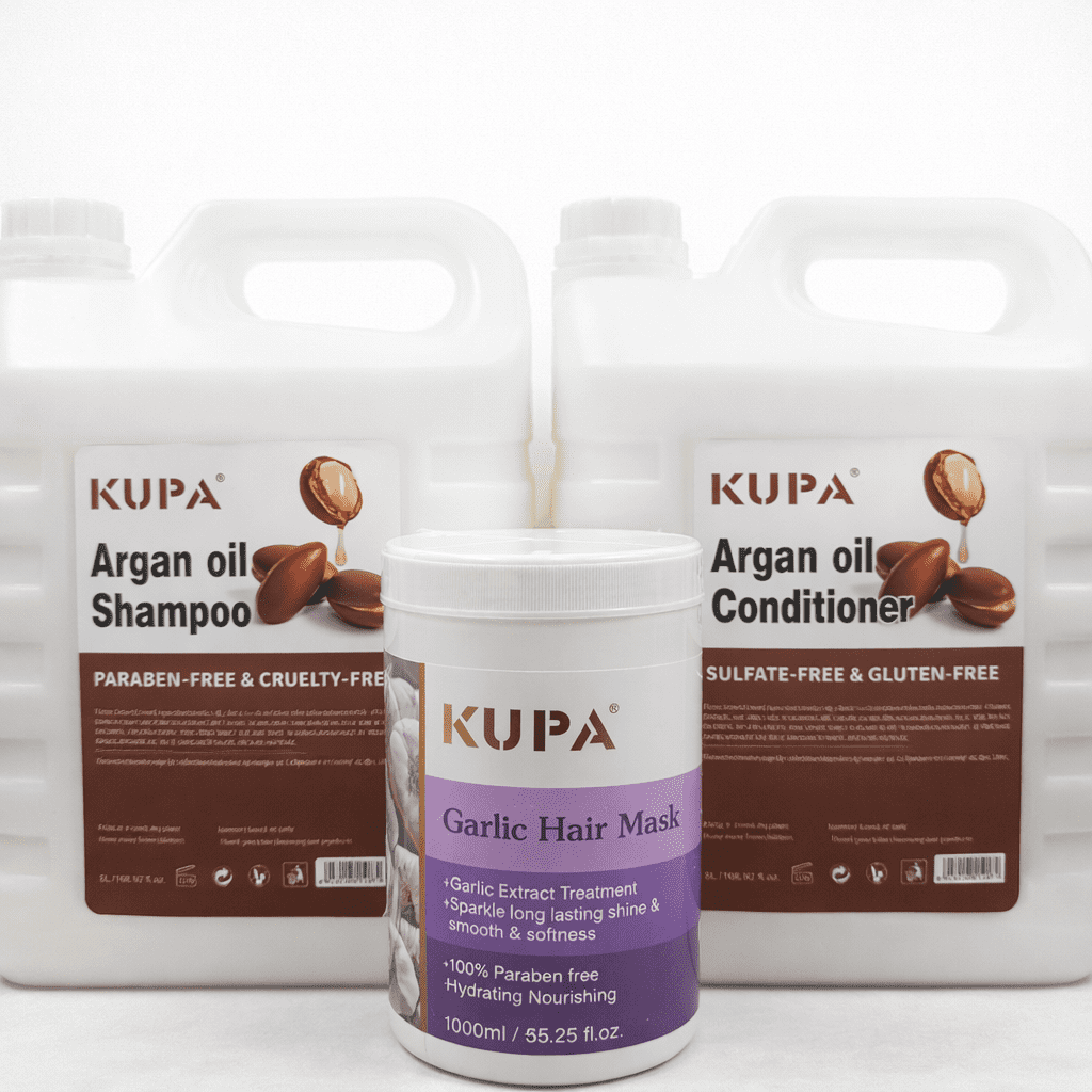 Kupa Garlic Hair Mask 1000ml + KUPA Argan Oil Shampoo (Paraben-Free & Cruelty-Free) – 5L
