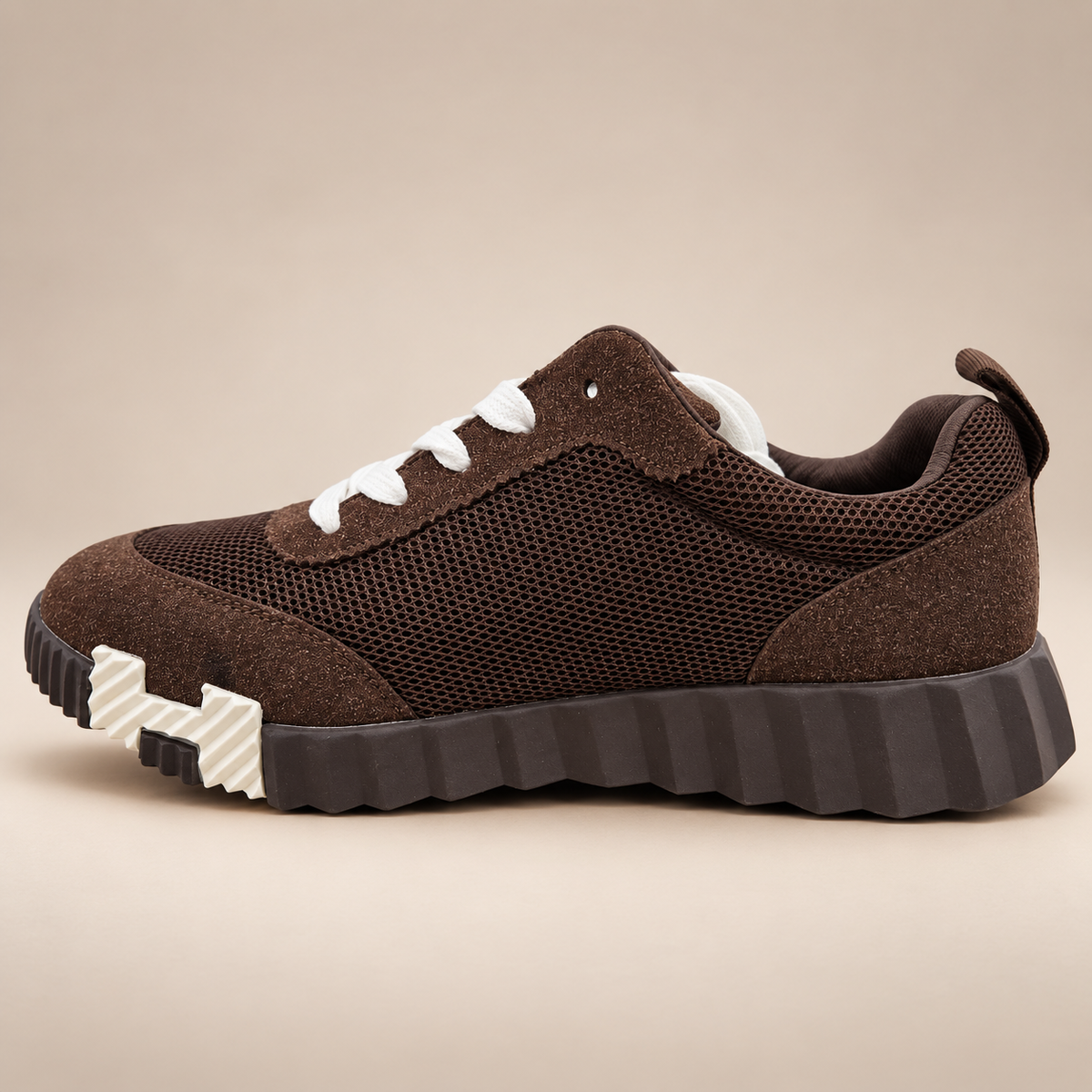 Minimalist Chunky Mixed-Media Sneaker