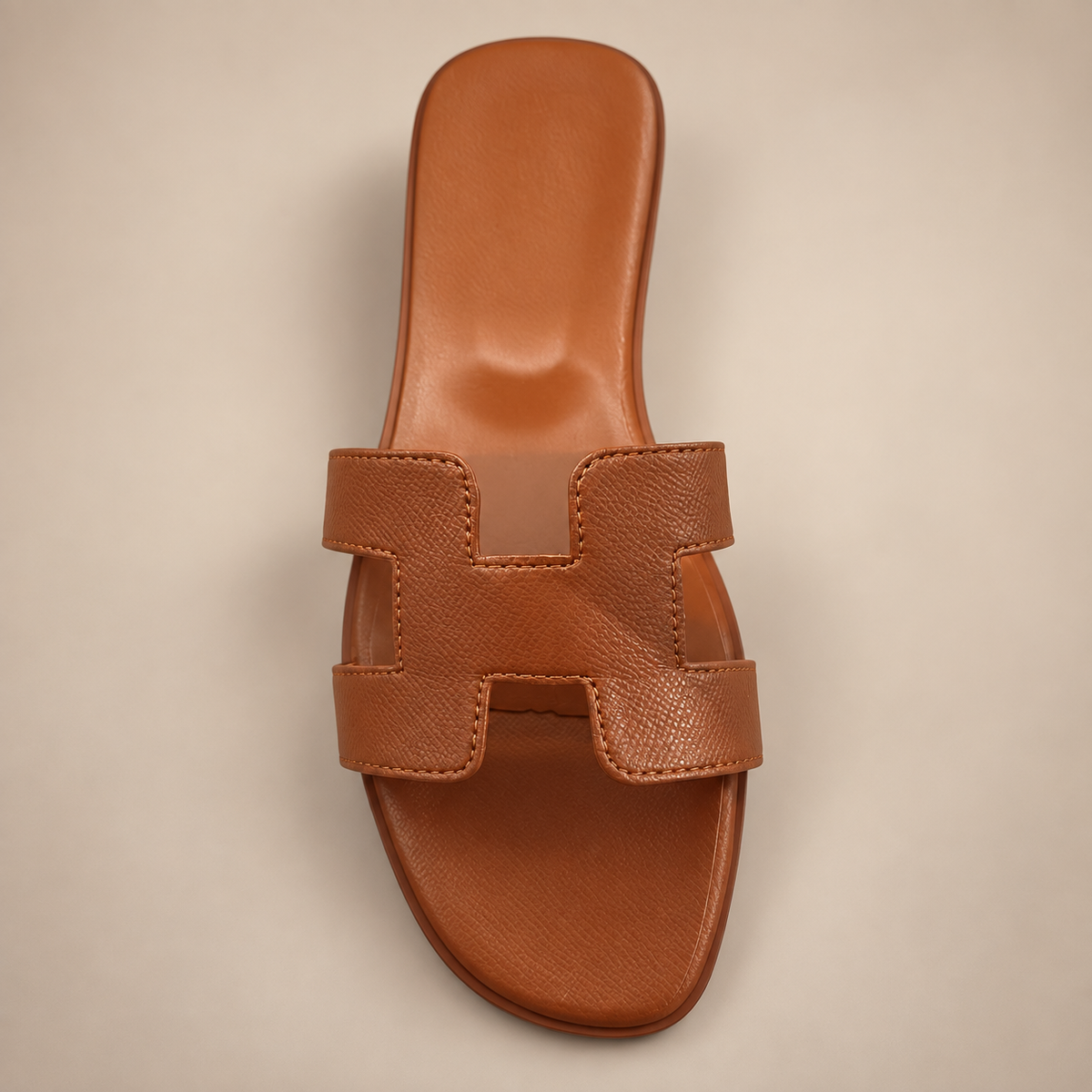 Textured H-Strap Flat Slide Sandal