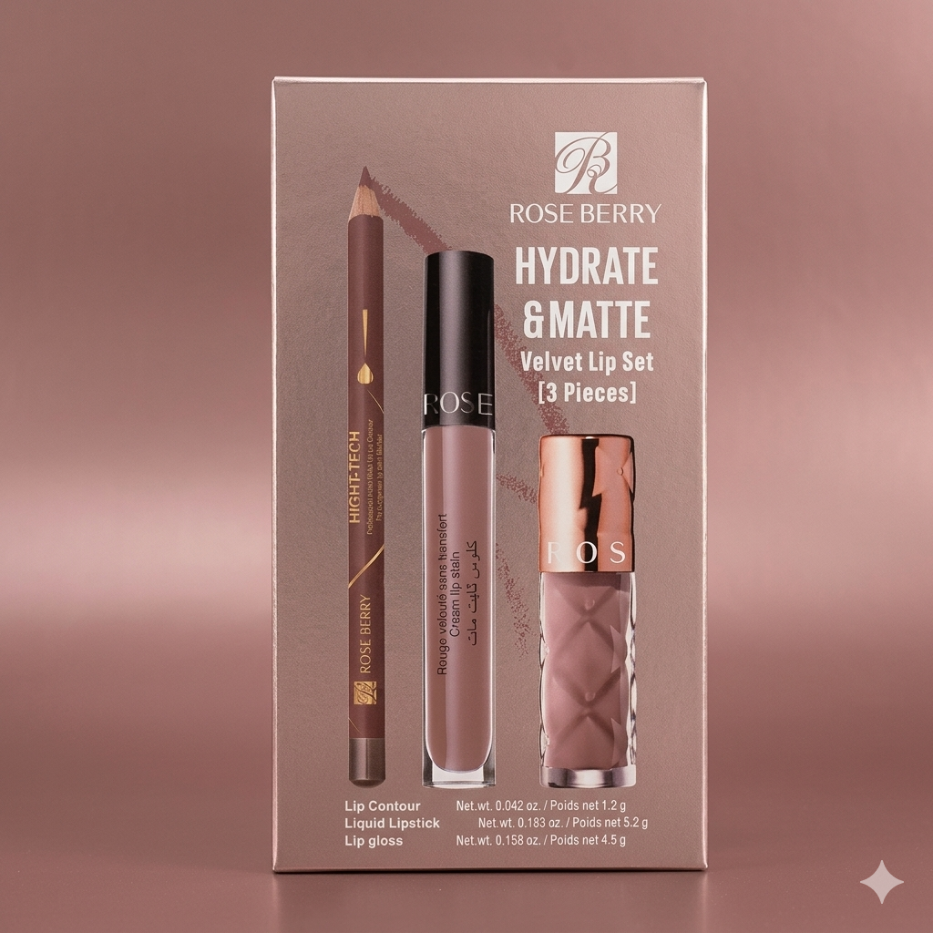 Rose Berry Hydrate & Matte Velvet Lip Set (3 Pieces)