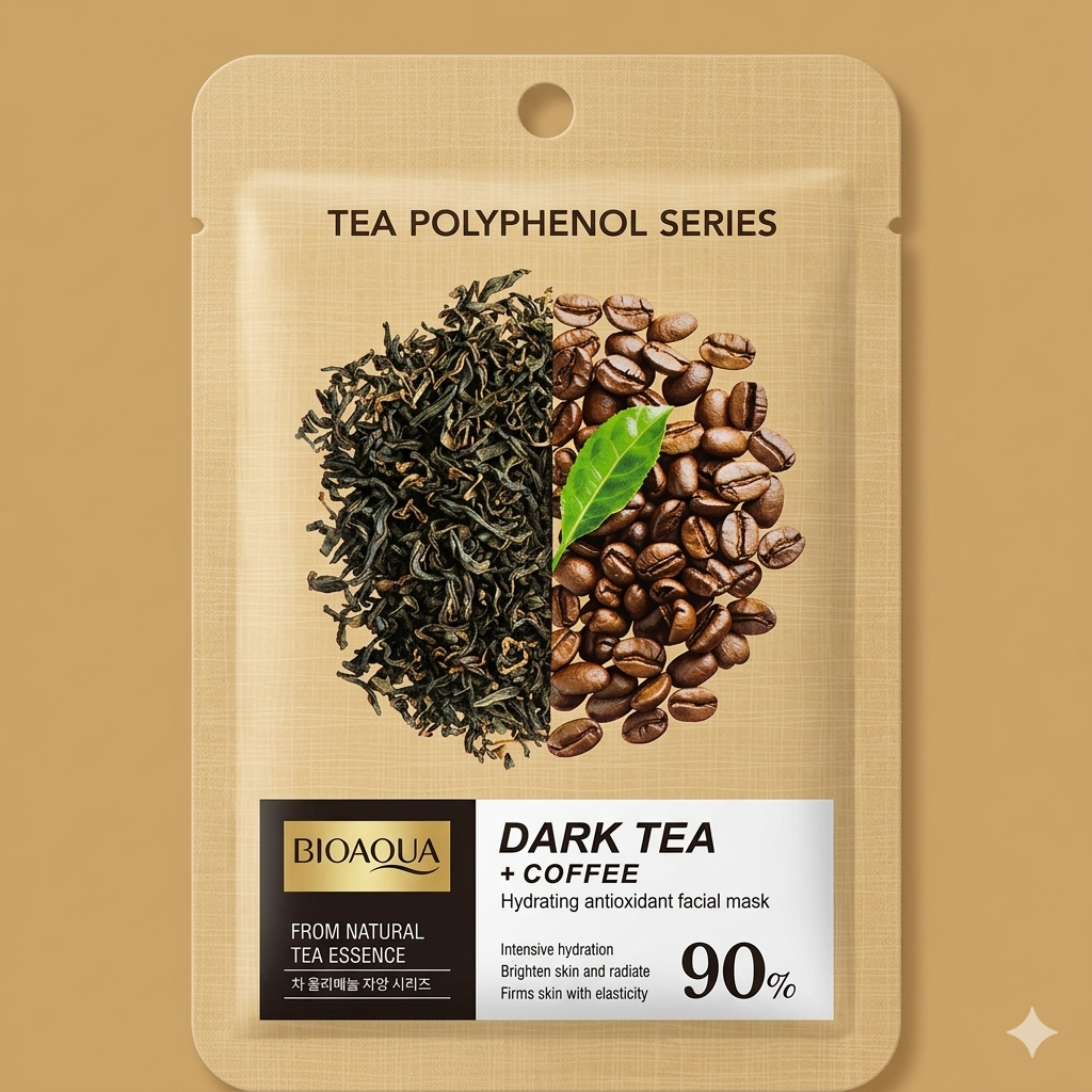 BIOAQUA Tea Polyphenol Series: Dark Tea + Coffee Hydrating Antioxidant Facial Mask
