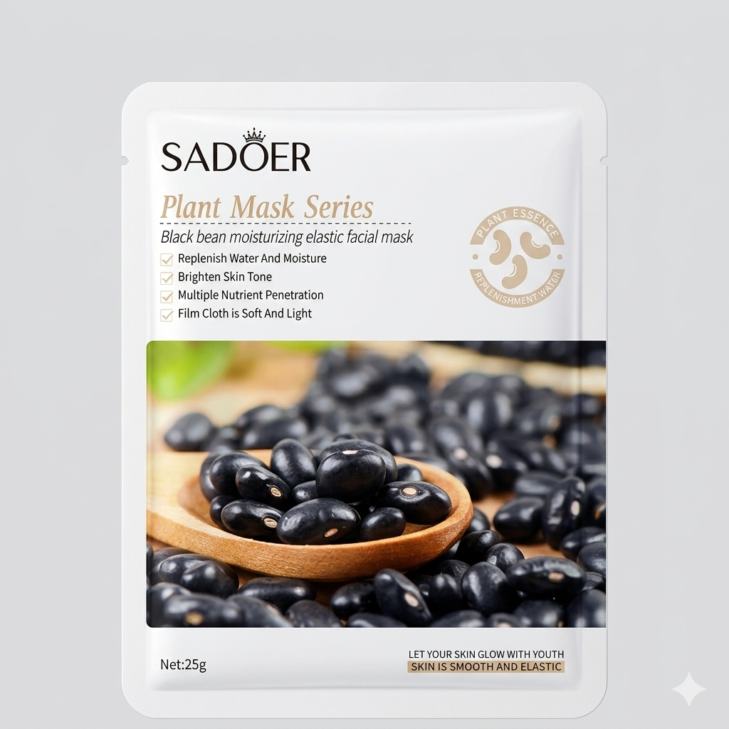 SADOER Plant Mask Series Black bean moisturizing elastic facial mask