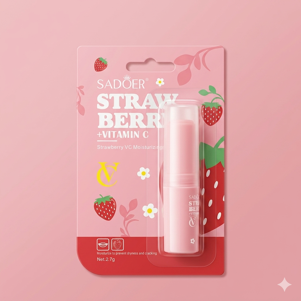 SADOER Strawberry + Vitamin C Moisturizing Lip Balm