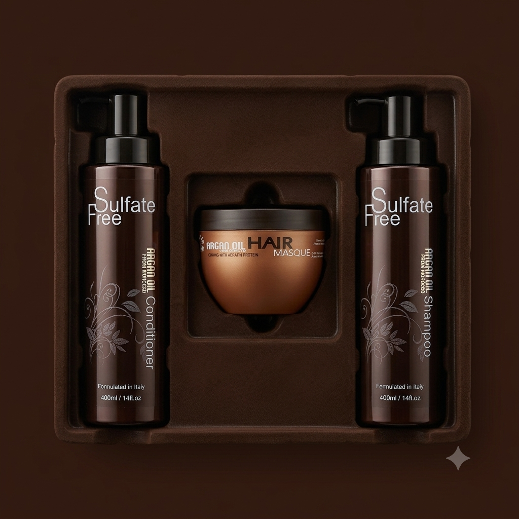 Sulfate Free Argan Oil From Morocco Hair Care Set (Shampoo, Conditioner & Hair Masque)