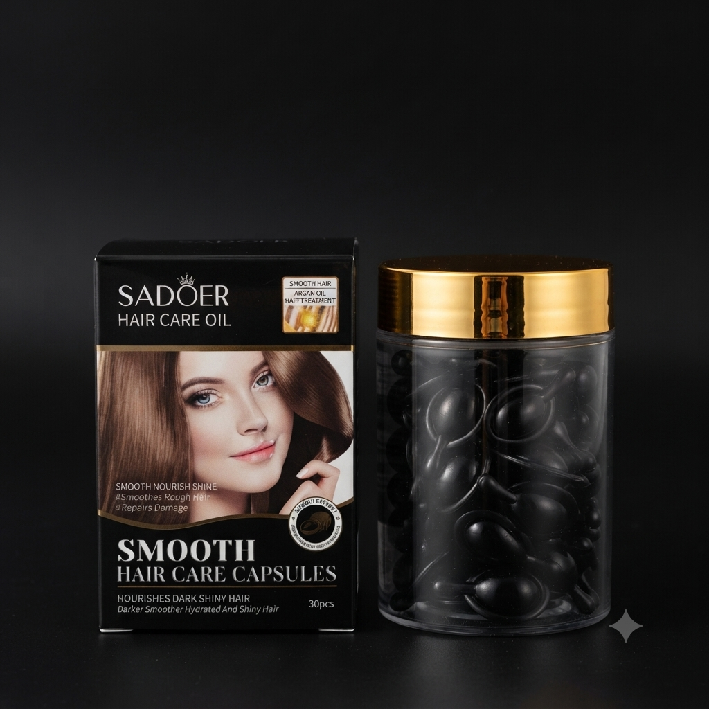 SADOER Argan Oil Smooth Hair Care Capsules – 30 Pieces (KEMIRI EXTRACT)