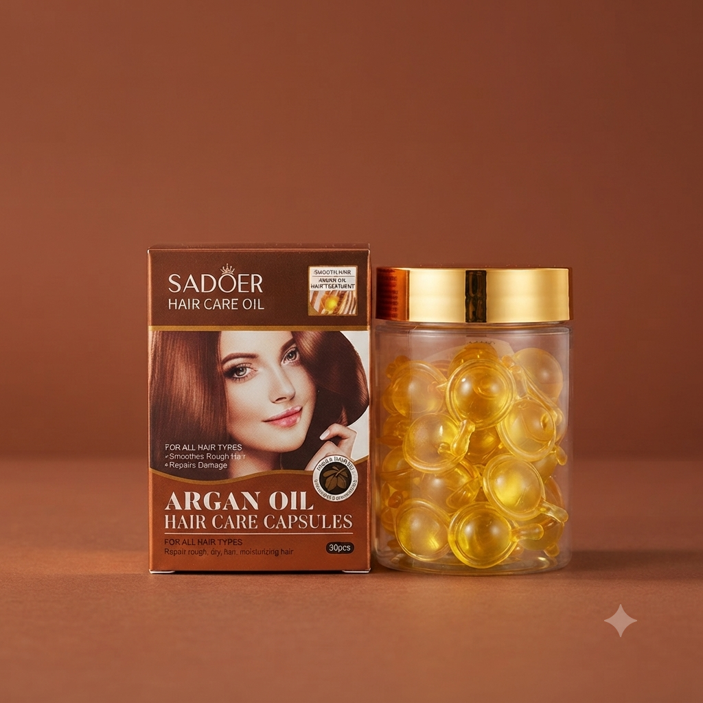 SADOER Argan Oil Smooth Hair Care Capsules – 30 Pieces (ARGAN HAIR OIL)