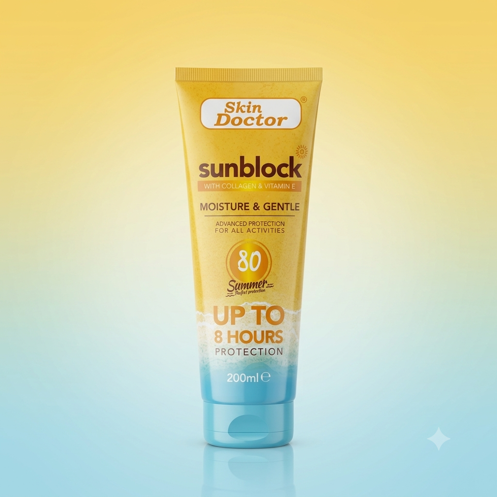 Skin Doctor Moisture & Gentle SPF 80 Sunblock with Collagen & Vitamin E – 200 ml