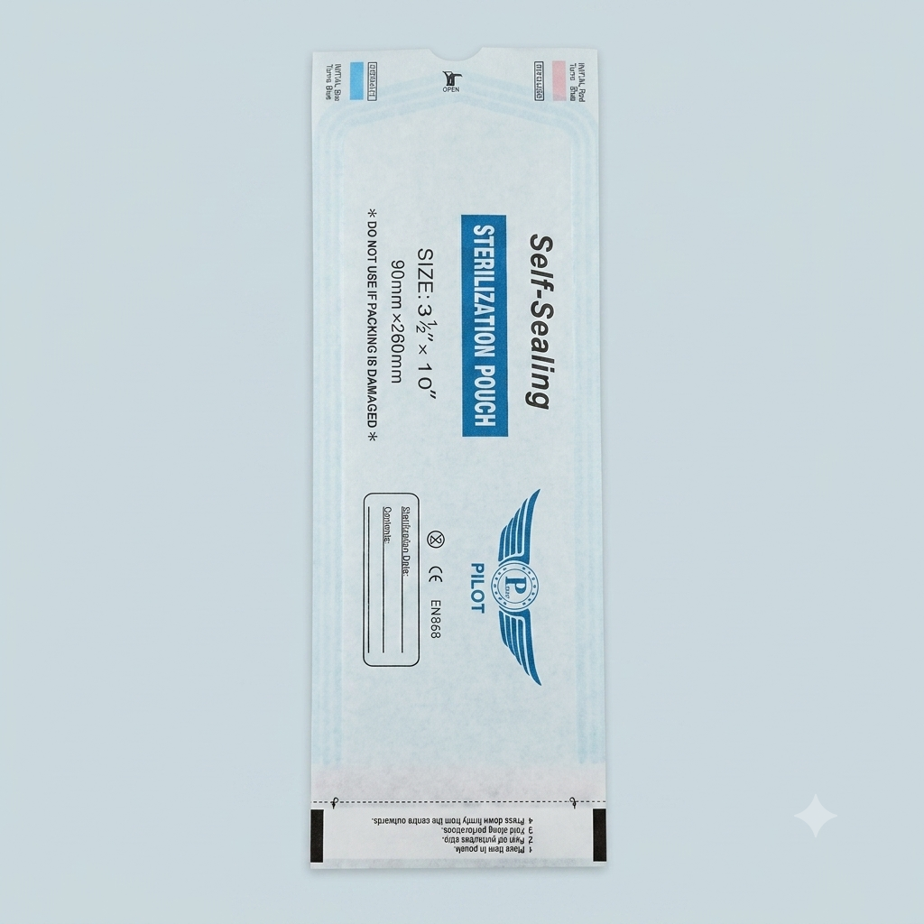 Pilot Self-Sealing Sterilization Pouches, 90 × 260 mm – 200 Pieces