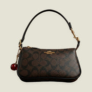 Brown Monogram Baguette Shoulder Bag with Cherry Charm