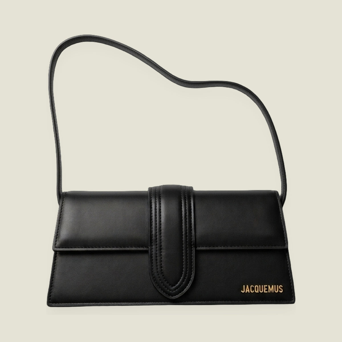 Black Structured Flap Shoulder Bag