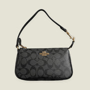 Black Monogram Zip-Top Shoulder Bag