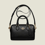 Black Pebbled Top-Handle Boston Bag