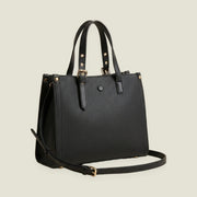 Pebbled Leather Medium Tote Bag with Webbed Strap