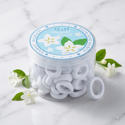 Q.H Magical World Soft Seamless White Hair Bands (Set in Clear Storage Jar) 30+ pcs