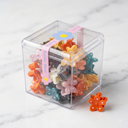 Mini Flower Polka Dot Hair Claw Clips Set (in Clear Acrylic Cube Storage Box) 30+pcs