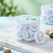 Q.H NEW Magical World Soft Seamless Light Blue Hair Elastic Bands Set (in Clear Storage Jar)