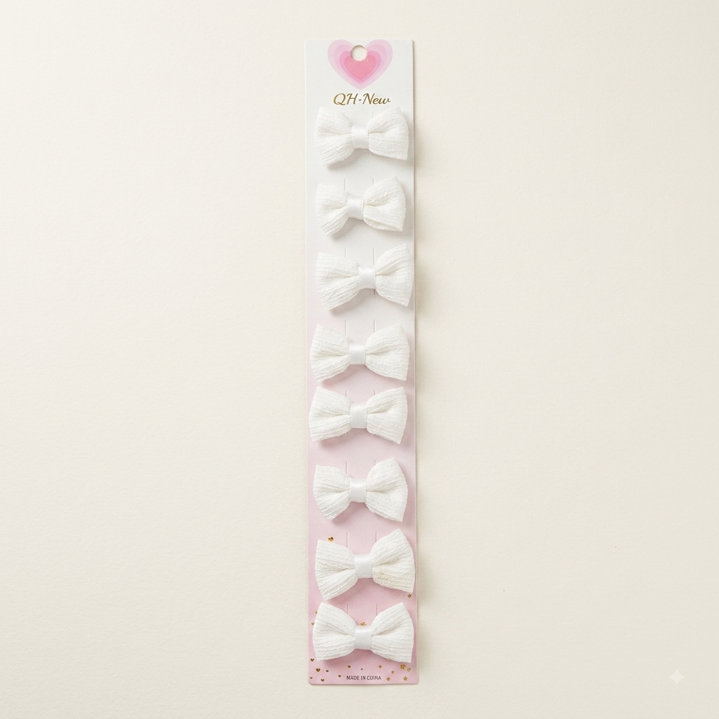 Q.H® Girls' 10-Piece White Rhinestone Hair Bow Clips Set
