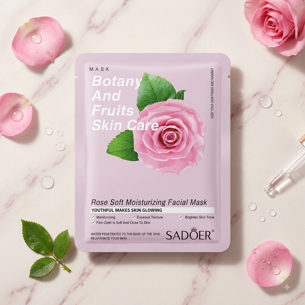 SADOER Botany and Fruits Rose Soft Moisturizing Facial Sheet Mask