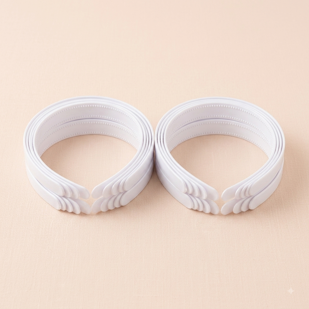 White Flexible Non-Slip Plastic Hair Headband Set – 12 Pcs