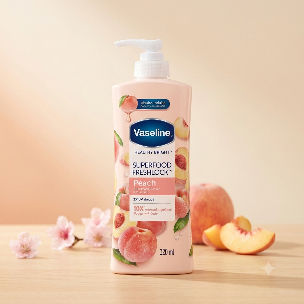 Vaseline Healthy Bright Superfood Freshlock Peach Lotion (320 ml)