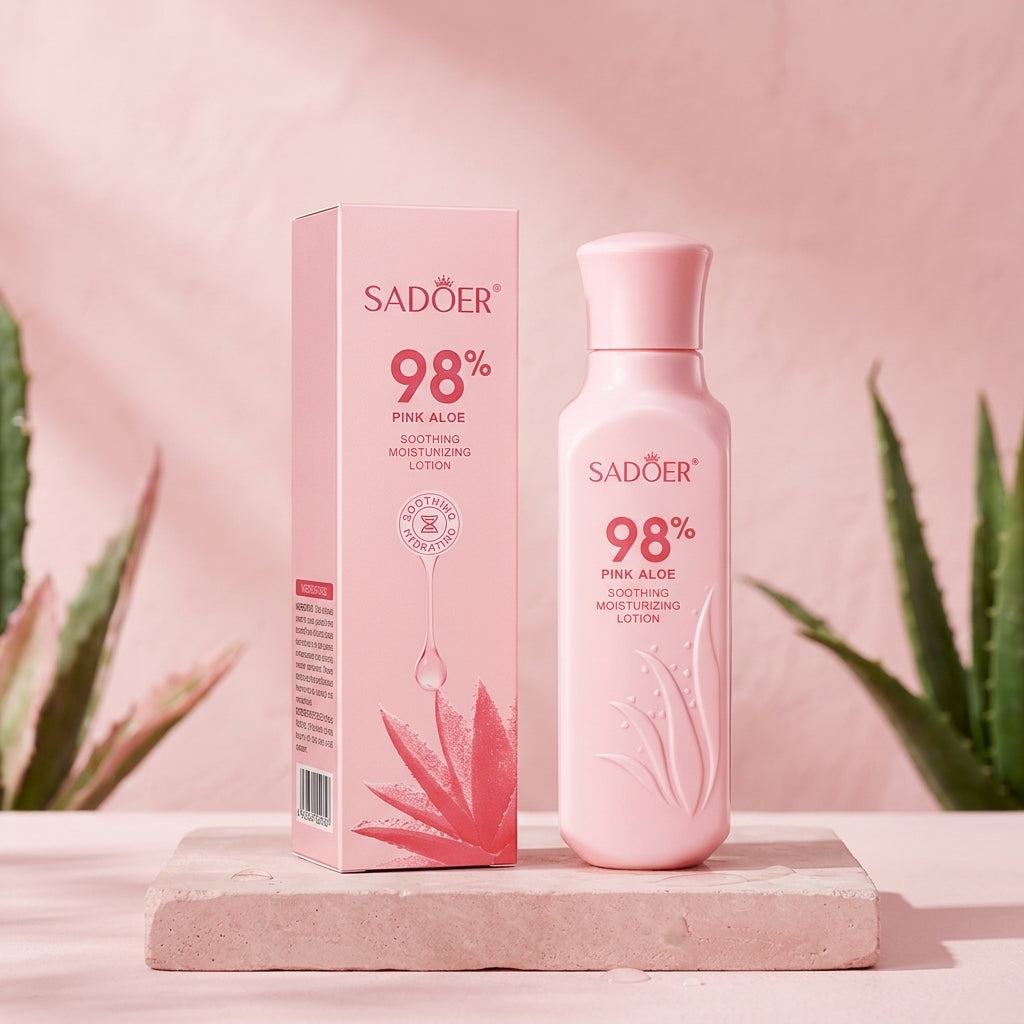 SADOER 98% Pink Aloe Soothing Moisturizing Lotion