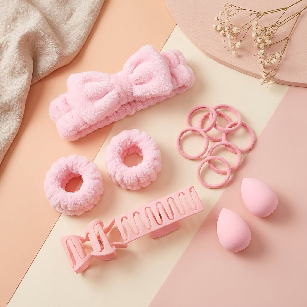 12-Piece Pink Spa and Beauty Accessory Set