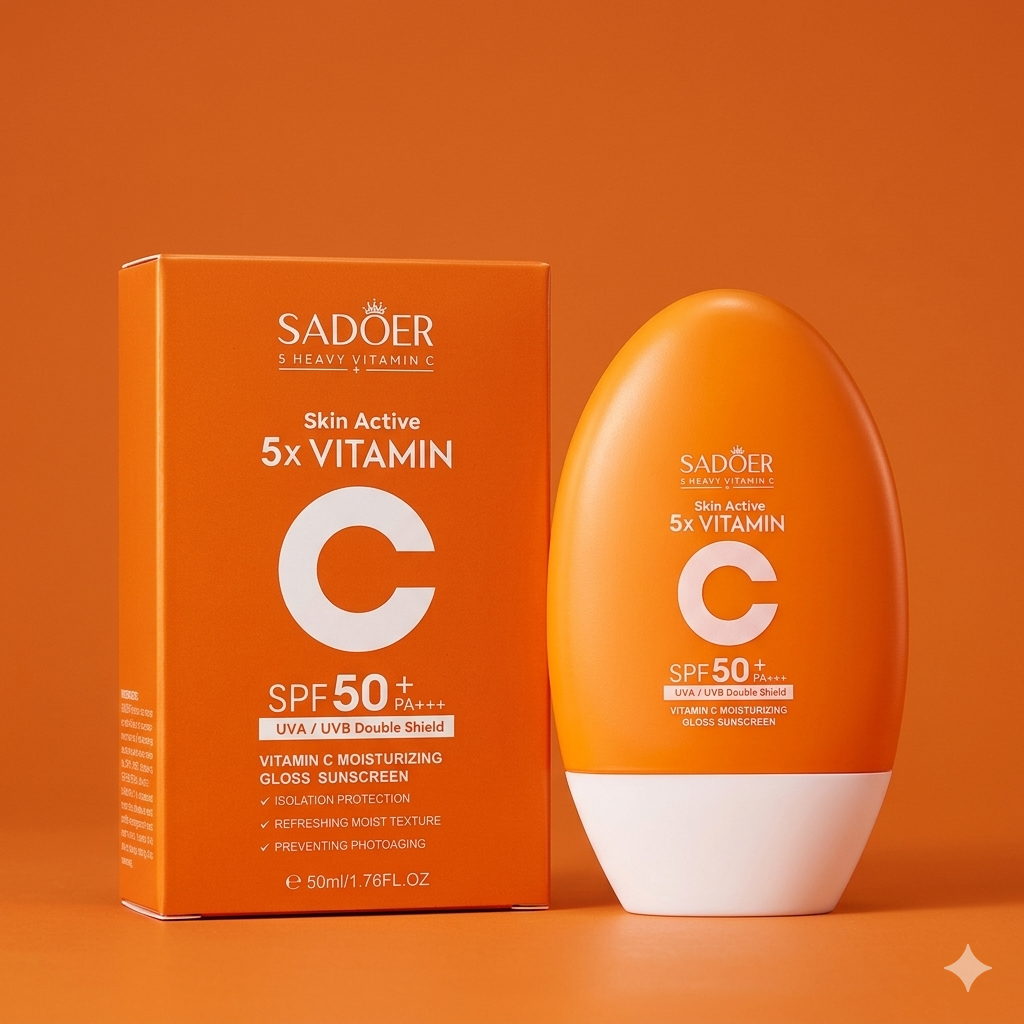 SADOER Skin Active 5x Vitamin C Moisturizing Gloss Sunscreen SPF 50+ PA+++ (50ml)