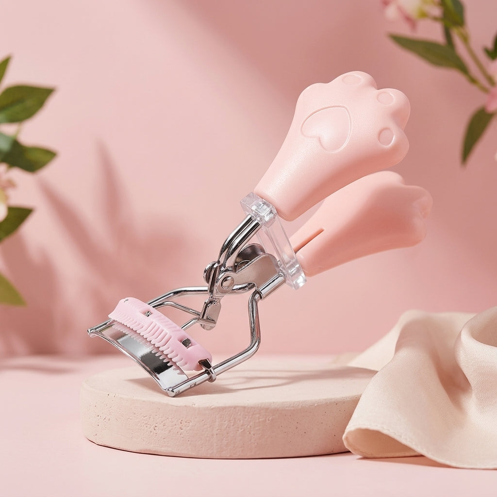 Pink Paw Design Eyelash Curler with Comb