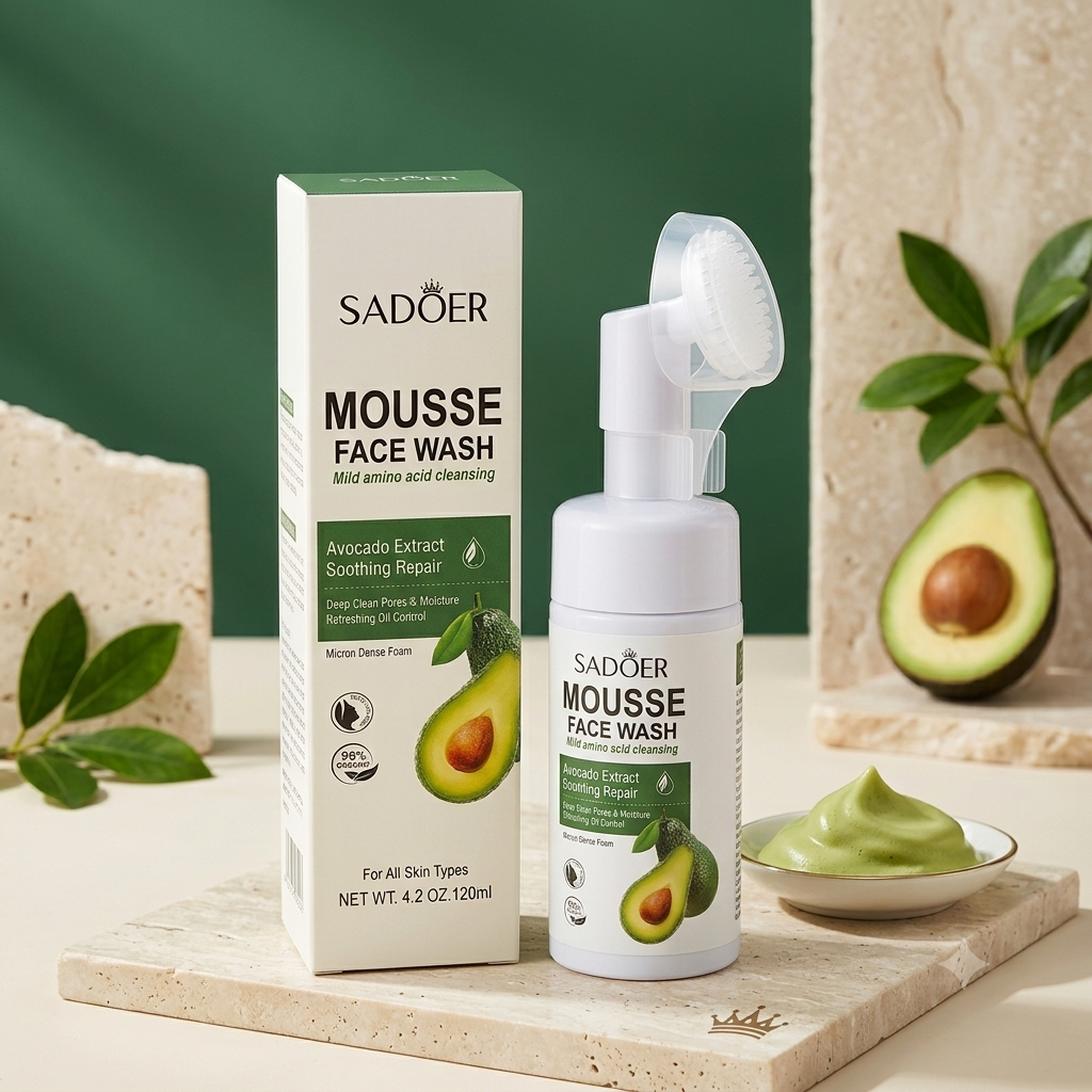 SADOER Avocado Extract Soothing Repair Mousse Face Wash (120ml / 4.2 oz)