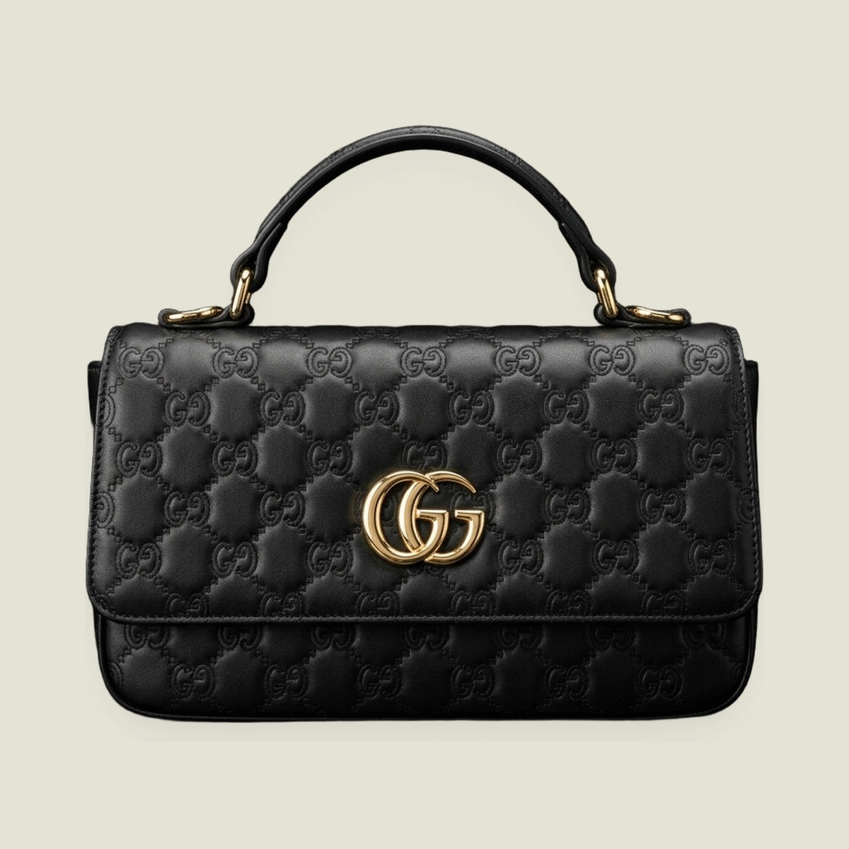 Black GG Marmont Matelassé Top Handle Shoulder Bag