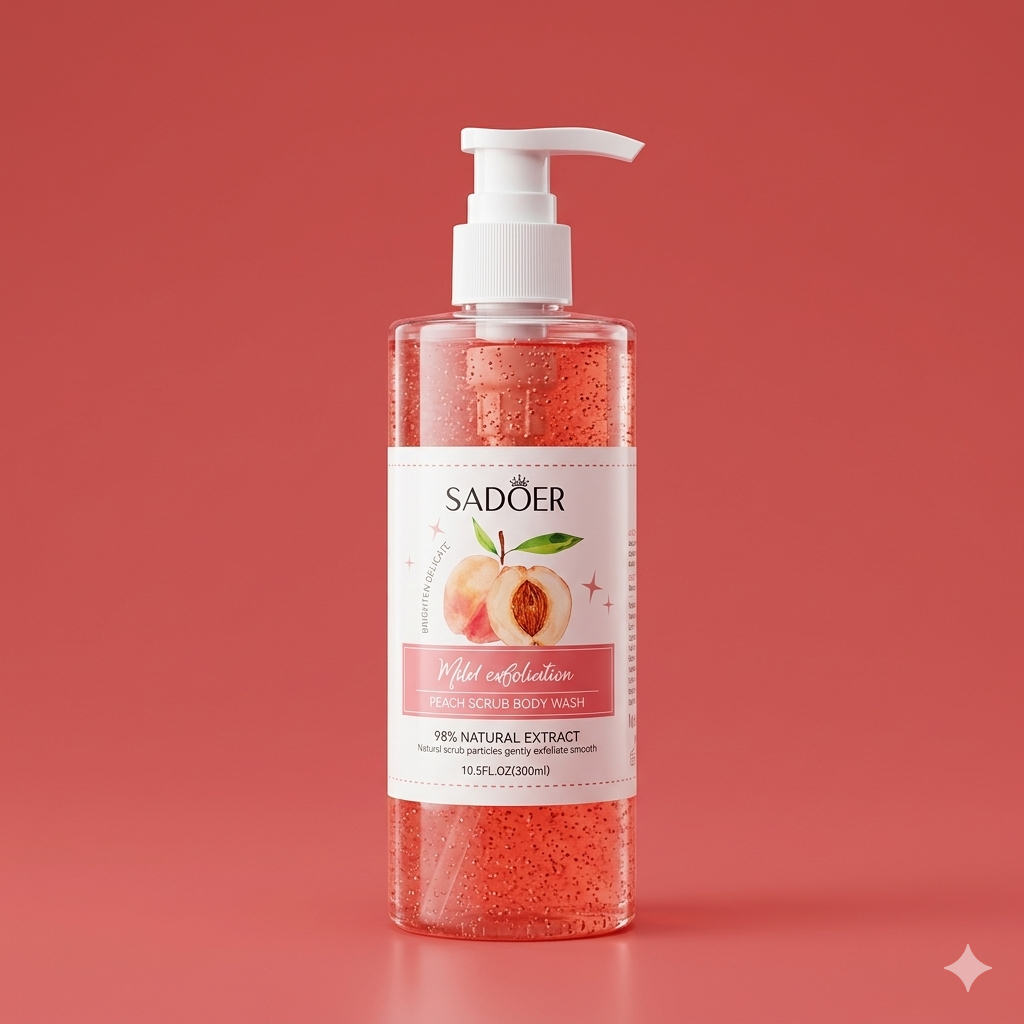 SADOER Mild Exfoliation Peach Scrub Body Wash (300ml)
