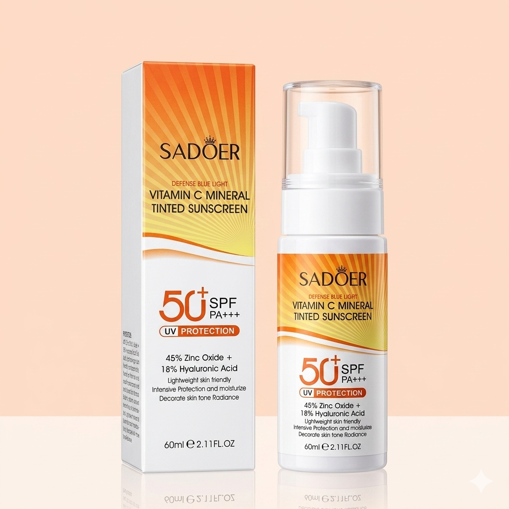 SADOER SPF 50+ Vitamin C Mineral Tinted Sunscreen (60ml)