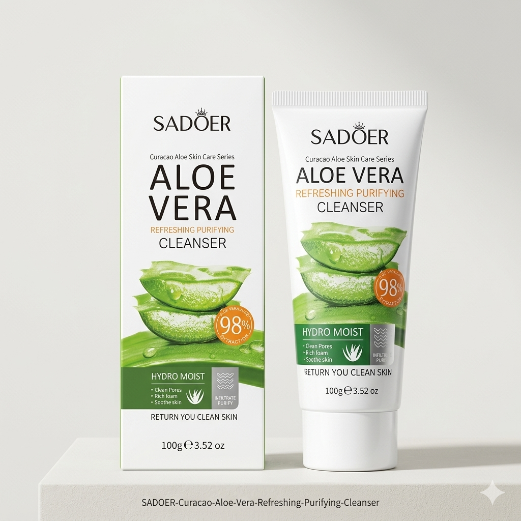 SADOER Aloe Vera Refreshing Purifying Cleanser (Curacao Aloe Skin Care Series)