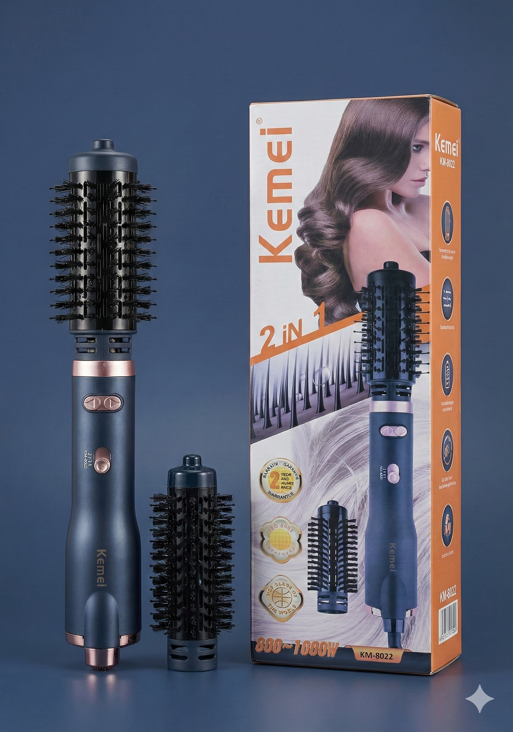 Kemei 2-in-1 Hot Air Brush & Styler (KM-8022)