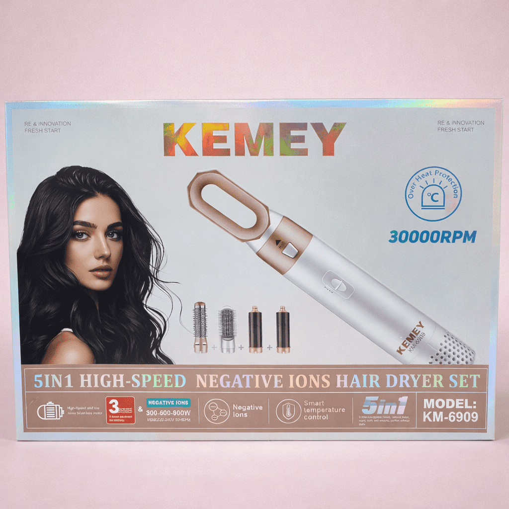 Kemei 5-in-1 High-Speed Negative Ion Hair Dryer Set