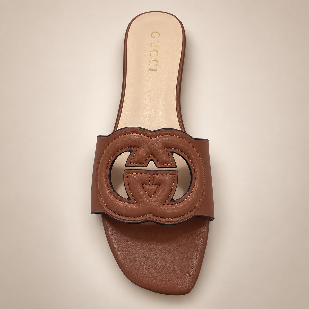 Interlocking Emblem Flat Slide Sandal