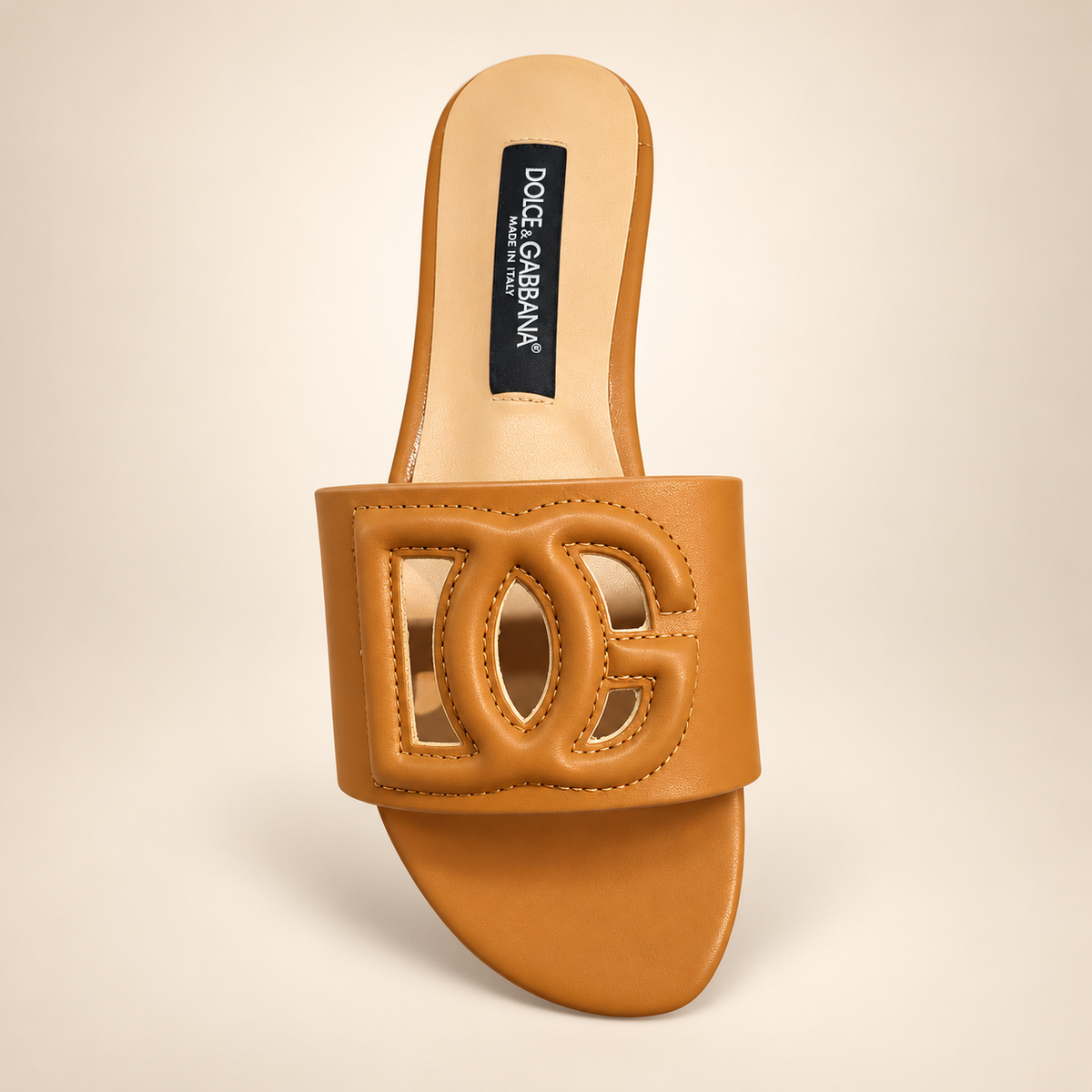 Oversized Monogram Cutout Slide Sandal