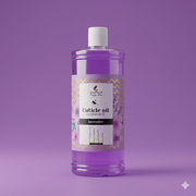 A clear bottle of purple Magic Glow Cuticle Oil with Vitamin E, featuring a lavender-themed label with gold zigzag patterns

زجاجة شفافة من زيت الجلد الميت (الكيوتيكل) من ماجيك جلو بالخزامى مع فيتامين E، تتميز بملصق بنمط متعرج ذهبي ورسوم لأزهار الخزامى.