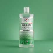 A clear bottle of Magic Glow Professional Alcohol 90% Solution with a white and green label.

زجاجة شفافة من محلول الكحول بنسبة 90% من ماجيك جلو بروفيشنال مع ملصق باللونين الأبيض والأخضر.